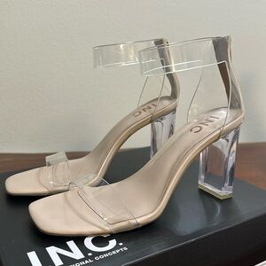 Clear vinyl dress ankle strap heels Size 6 1/2. I.N.C.